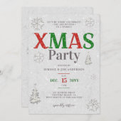 Elegant Rood Groen Wit Glitter Kerstfeest Kaart (Voorkant / Achterkant)