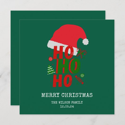 Elegant rood groen wit vrolijk kerstfeest kaart (Voorkant / Achterkant)