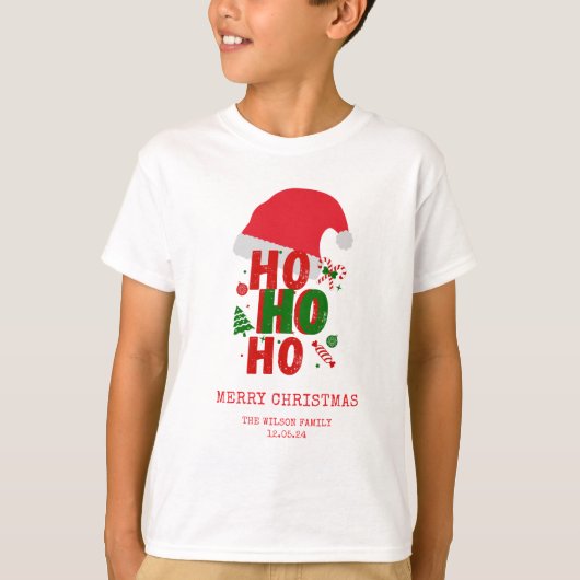 Elegant rood groen wit vrolijk kerstfeest t-shirt (Voorkant)