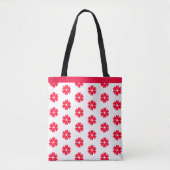 Elegant rood hart bloempatroon op wit tote bag (Voorkant)