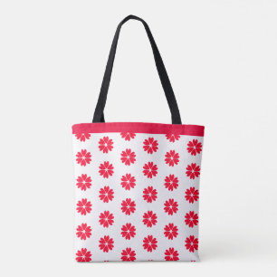 Elegant rood hart bloempatroon op wit tote bag