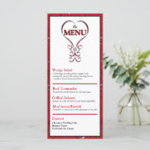 Elegant Rood Hart Plat Menu (Staand voorkant)