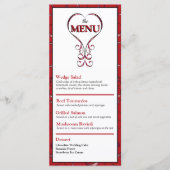 Elegant Rood Hart Plat Menu (Voorkant)