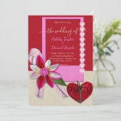 Elegant rood hart Romantic modern huwelijk Kaart (Staand voorkant)