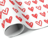 Elegant Rood Hart Schets Inpakpapier - Perfect (Rol Hoek)