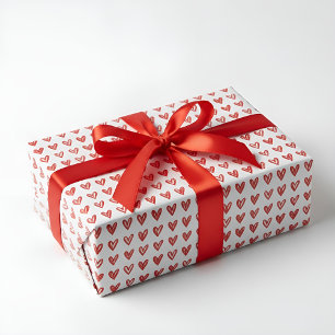 Elegant Rood Hart Schets Inpakpapier - Perfect