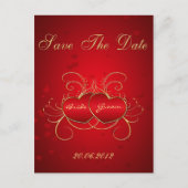 Elegant rood hart - sla het Briefkaart Datum op (Voorkant)