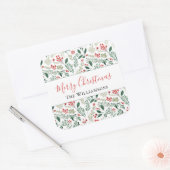 Elegant rood Holly Berry groen Vierkante Sticker (Envelop)