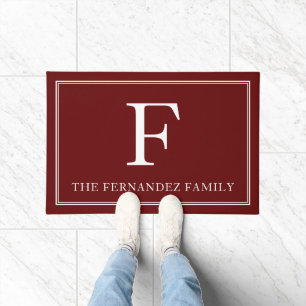 Elegant rood Initiaal familienaam Deurmat
