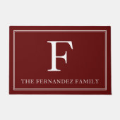 Elegant rood Initiaal familienaam Deurmat (Voorkant)