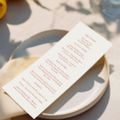 Elegant  Rood & Ivoor Trouwdiner Menu