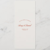 Elegant  Rood & Ivoor Trouwdiner Menu (Voorkant)