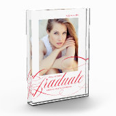 Elegant rood kalligrafie script Afstuderen Fotoblokken (Links)