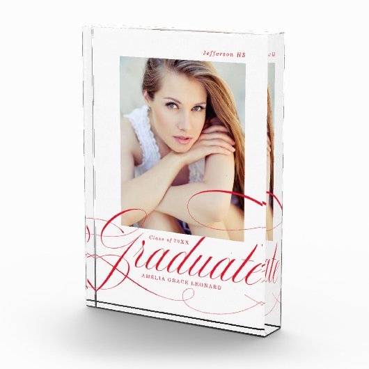 Elegant rood kalligrafie script Afstuderen Fotoblokken