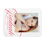 Elegant rood kalligrafie script foto Afstuderen Magneet (Horizontaal)