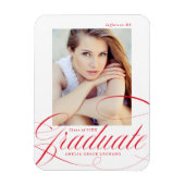 Elegant rood kalligrafie script foto Afstuderen Magneet (Verticaal)