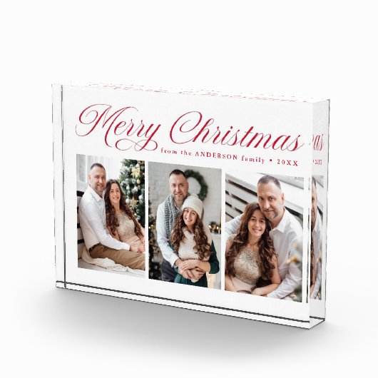 Elegant rood kalligrafie script vrolijk kerstfeest fotoblokken (Rechts)