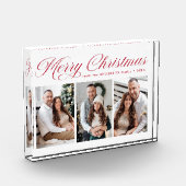 Elegant rood kalligrafie script vrolijk kerstfeest fotoblokken (Links)