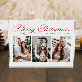 Elegant rood kalligrafie script vrolijk kerstfeest fotoblokken