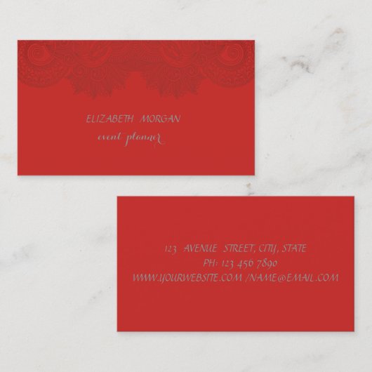 Elegant , rood, kant visitekaartje (Voorkant / Achterkant)