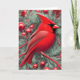 Elegant  Rood Kardinaal Kerstfeest Feestdagen Kaart