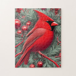 Elegant  Rood Kardinaal Kerstfeest Legpuzzel