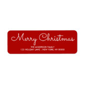 Elegant rood Kerst retour adres label (Voorkant)