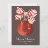 Elegant rood kerstbal Ornament plat Feestdagenkaart (Voorkant)