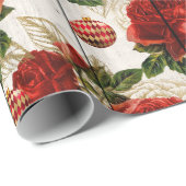 Elegant  rood kerstbloempatroon cadeaupapier (Rol Hoek)