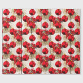 Elegant  rood kerstbloempatroon cadeaupapier (Vlak)