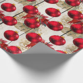Elegant  rood kerstbloempatroon cadeaupapier (Hoek)