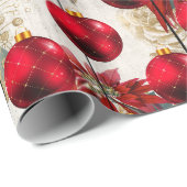 Elegant  rood kerstbloempatroon cadeaupapier (Rol Hoek)