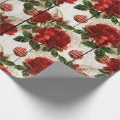 Elegant  rood kerstbloempatroon cadeaupapier (Hoek)