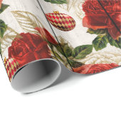 Elegant  rood kerstbloempatroon cadeaupapier (Rol Hoek)