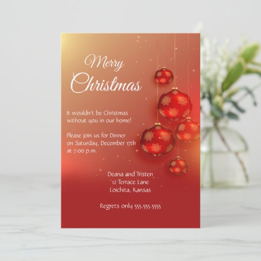 Elegant rood kerstfeest kaart (Staand voorkant)