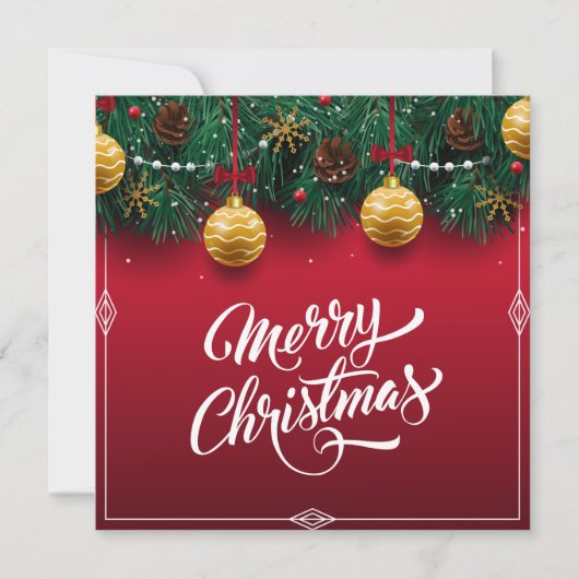 Elegant rood kerstfeest | Uitnodiging (Voorkant)