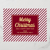 Elegant rood kerstscript folie feestdagen briefkaart (Voorkant)
