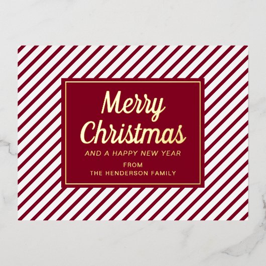 Elegant rood kerstscript folie feestdagen briefkaart (Voorkant)