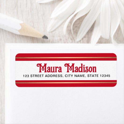 Elegant rood kerstvakantie retour adres etiket (Insitu)