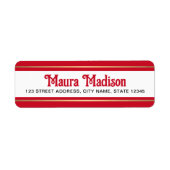 Elegant rood kerstvakantie retour adres etiket (Voorkant)