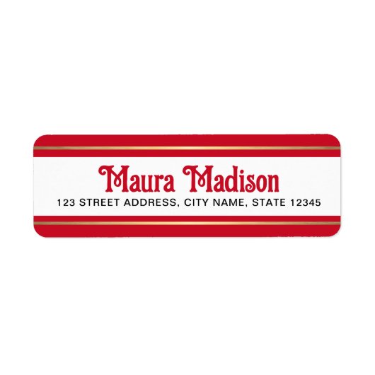 Elegant rood kerstvakantie retour adres etiket (Voorkant)