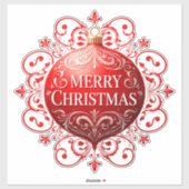 Elegant rood kerstversiering sticker (Vel)