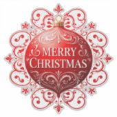 Elegant rood kerstversiering sticker (Voorkant)