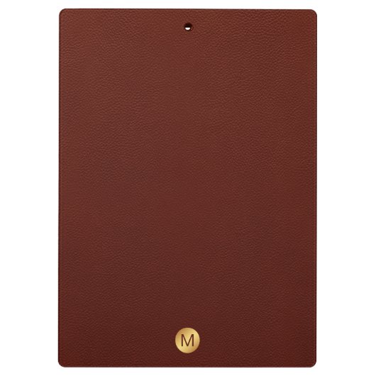 Elegant rood leder en gouden monogram Initiaal Klembord (Achterkant)