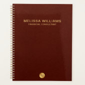 Elegant rood leder en gouden monogram Initiaal Planner (Voorkant)