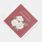 Elegant rood leer en witte rozen bruiloft servet (Hoek)