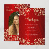 Elegant rood lief zestien foto dank u bedankkaart (Voorkant / Achterkant)