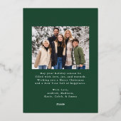 Elegant rood lint en groen 2 foto folie feestdagenkaart (Achterkant)