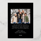 Elegant rood lint en groen zwart 2 foto folie feestdagenkaart (Achterkant)