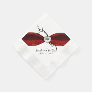 Elegant rood lint en hart aangepaste papieren serv servet